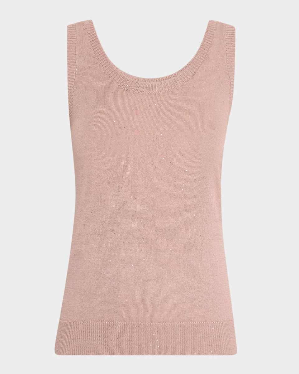 Scoop-Neck Sequin Knit Tank Top